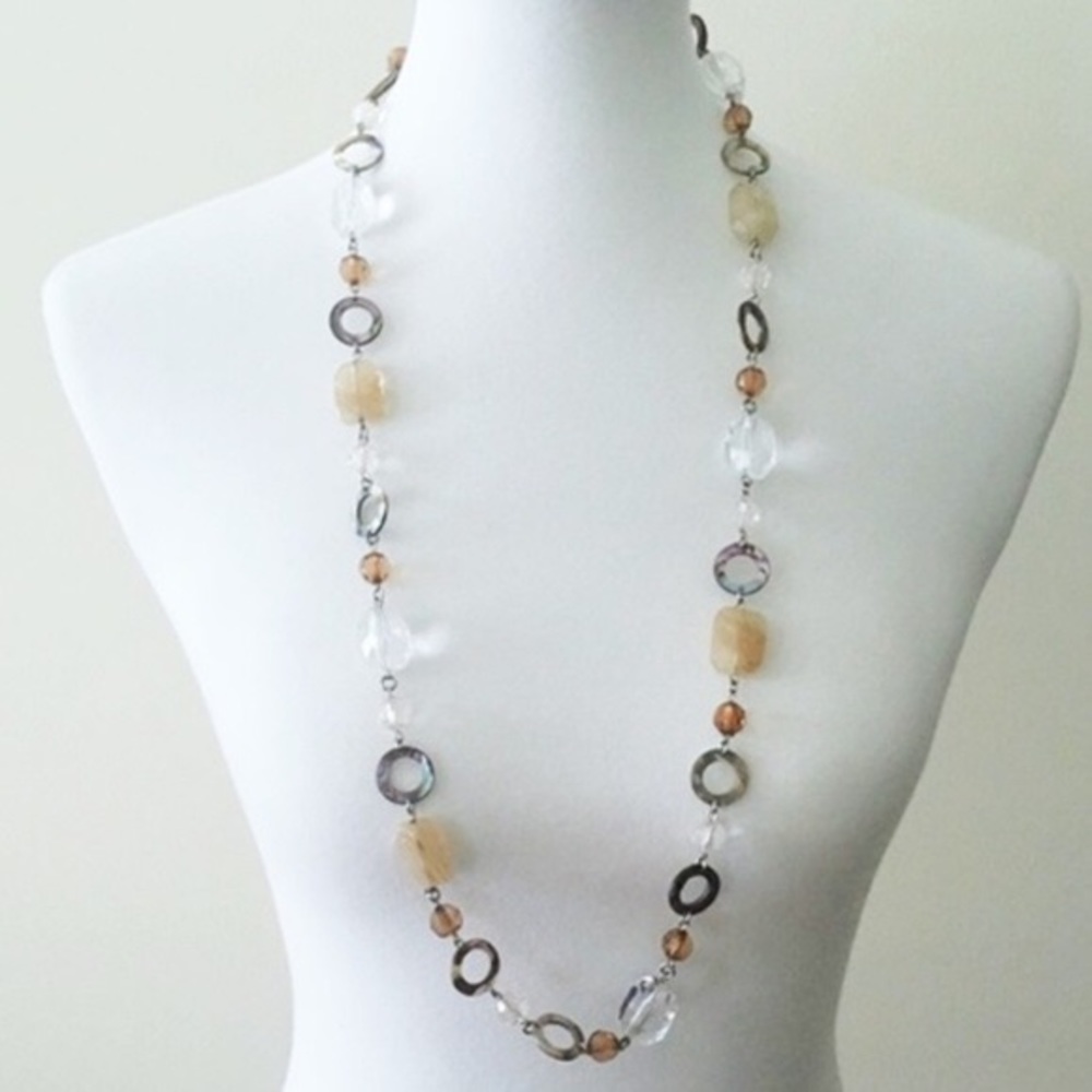 Lia Sophia “Amber Dawn” Abalone + Quartz Necklace